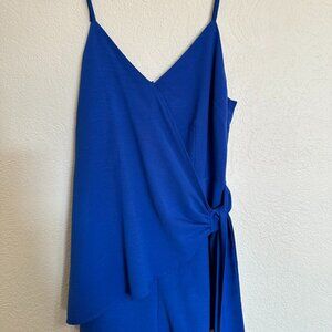 She+Sky, vibrant blue short dress with side tie, Size Small